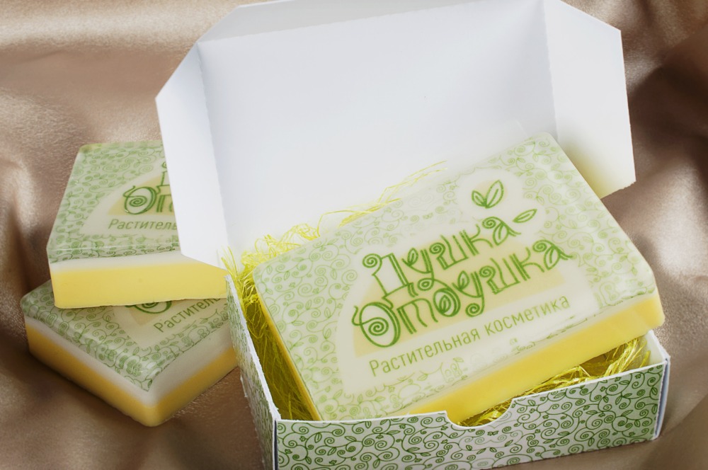 мыло сувенирное с логотипом от мыловарни Душка-Отдушка